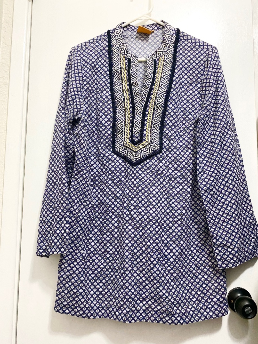 Tory Burch  Blue  Checkered Size 12    Long Sleeves